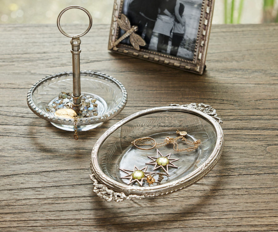 Colette Silver & Glass Trinket or Soap Dish