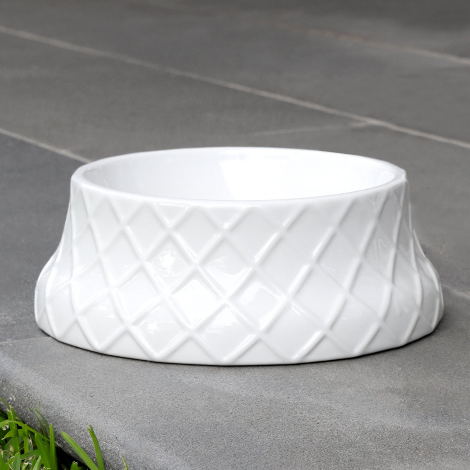 Orlando White Ceramic Dog Bowl, decorative tableware