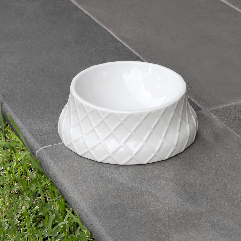 Orlando White Ceramic Dog Bowl - Home Decor Online - New Arrivals