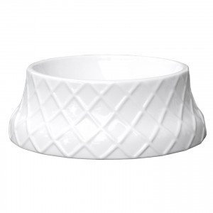 Orlando White Ceramic Dog Bowl, designed for practical dining use with an ornamental presentation