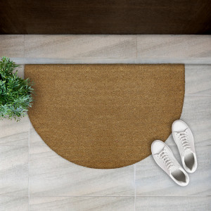 Bond Half Round Plain Coir Doormat 90x60cm, presented as a decorative entrance mat for the front doorway