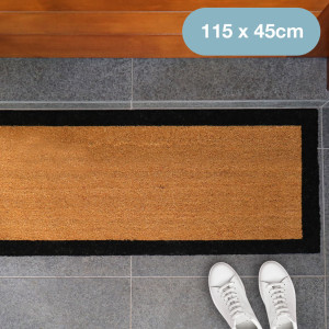 Carlton Long Black Border Doormat - 115x45cm - Vinyl Backed, an entrance mat designed for a doorway
