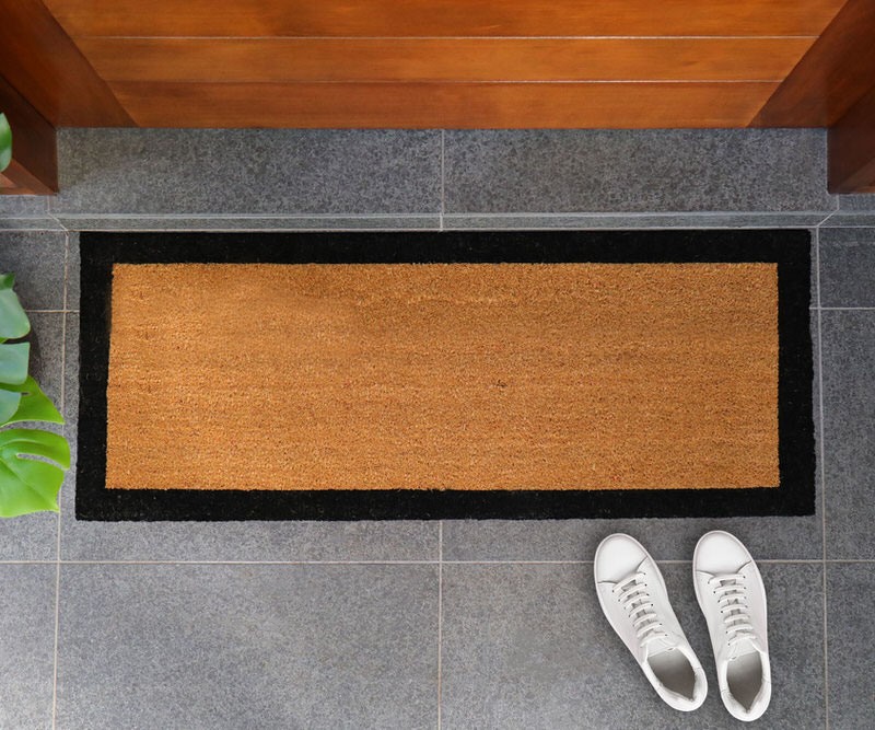 Carlton Long Black Border Doormat - 115x45cm - Vinyl Backed