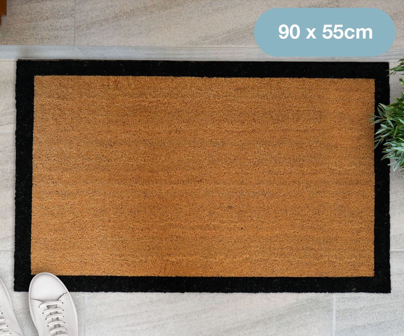 Carlton Large Black Border Doormat - 90x55cm - Vinyl Backed