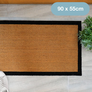 Carlton Large Black Border Doormat - 90x55cm - Vinyl Backed, an entrance mat designed for a doorway