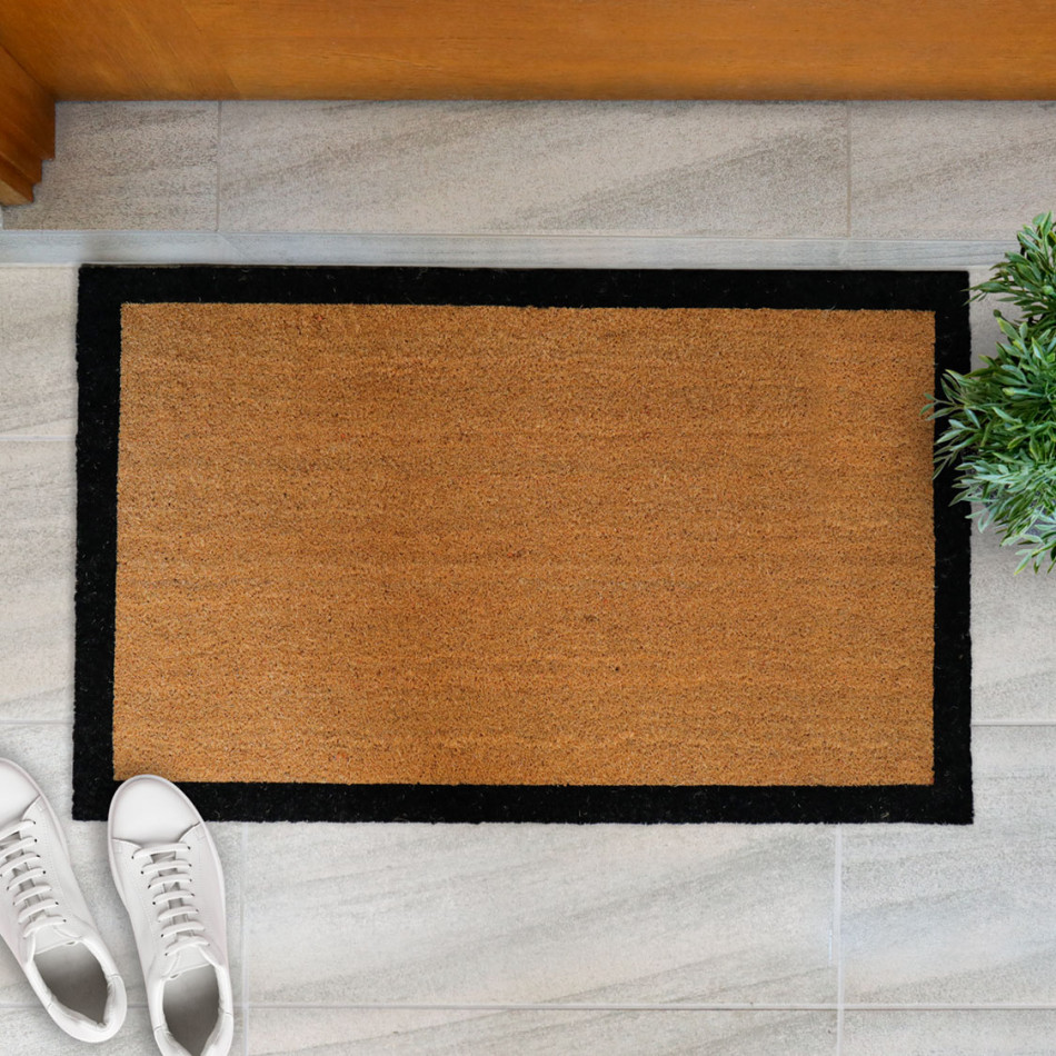 Carlton Large Black Border Doormat - 90x55cm - Vinyl Backed