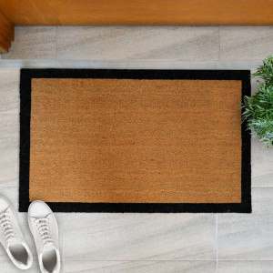 Carlton Large Black Border Doormat - 90x55cm - Vinyl Backed