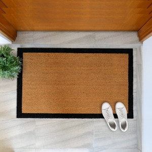 Carlton XL Black Border Doormat - 115x70cm - Vinyl Backed, an entrance mat designed for a doorway