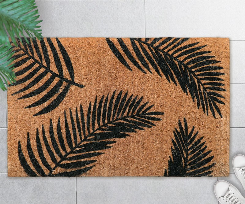 Havana Black Palm Leaf Doormat Regular - 100% Coir