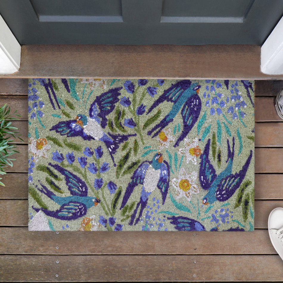 Blue Swallows Doormat 60x40cm