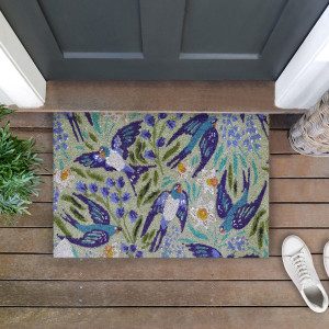 Blue Swallows Doormat 60x40cm, designed to protect the floor while adding detail to an entryway