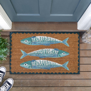 Blue Sardines Doormat 75x45cm, designed to protect the floor while adding detail to an entryway