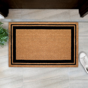 Large Elliott Black Border Door Mat 90x60cm, decorative doormat for an entryway