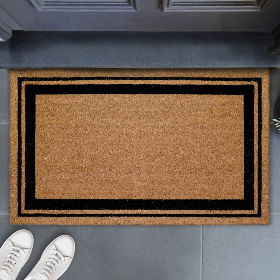Regular Elliott Black Border Door Mat 75x45cm, decorative doormat for an entryway