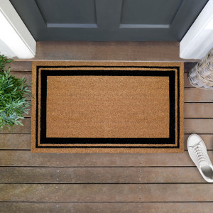 Regular Elliott Black Border Door Mat 75x45cm, designed to protect the floor while adding detail to an entryway