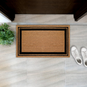 Regular Elliott Black Border Door Mat 75x45cm, presented as a decorative entrance mat for the front doorway