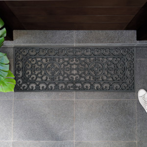 Long Brooklyn Rubber Doormat 120x45cm, presented as a decorative entrance mat for the front doorway