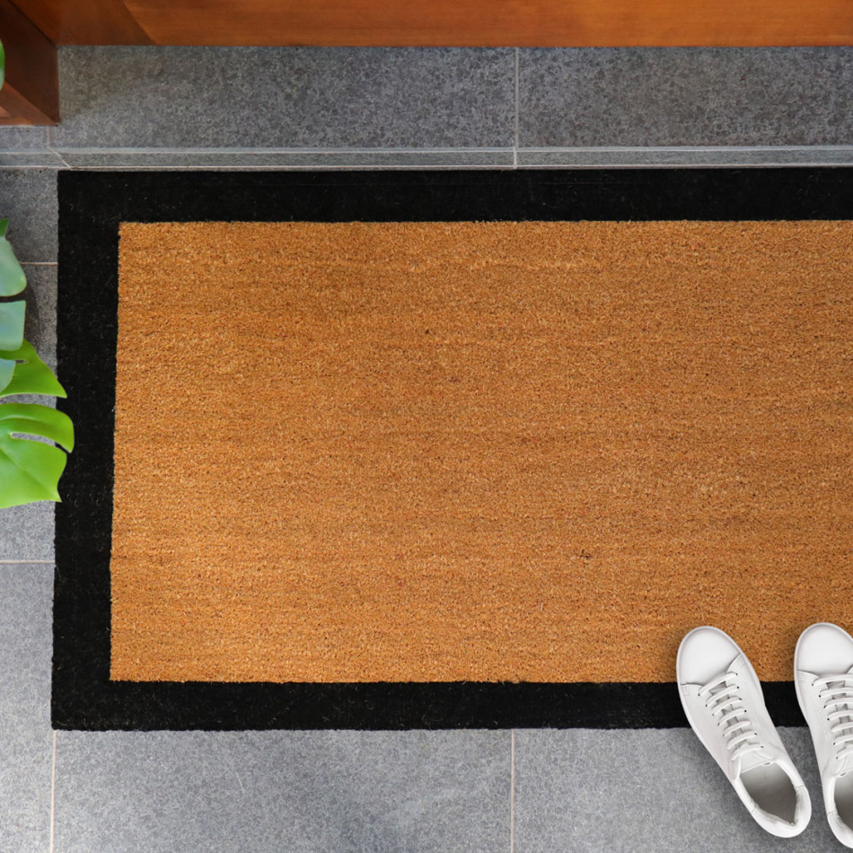 Avenue XXL Black Border Doormat - 120x75cm - 100% Coir, an entrance mat designed for a doorway