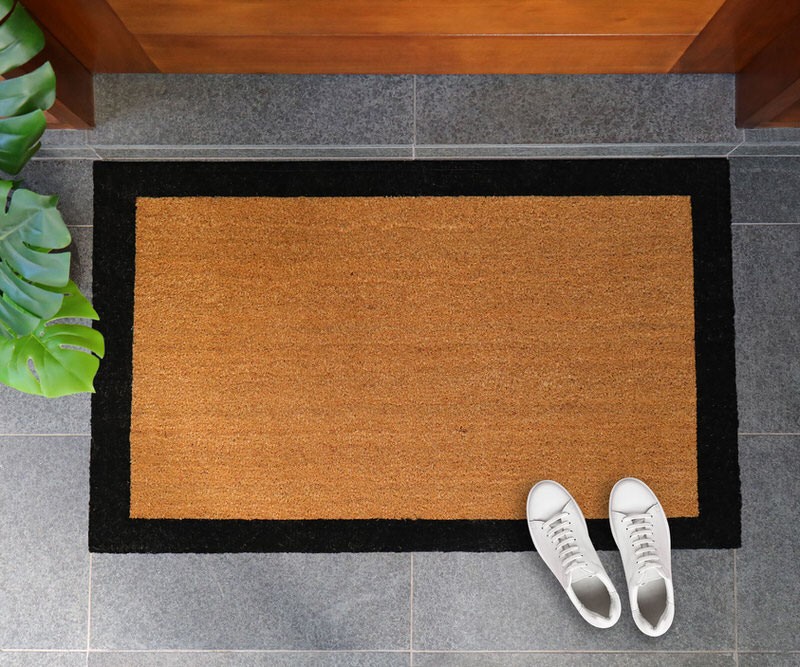 Embossed Modern Natural Coco Coir Non-slip Welcome Door Mat for Home  Entryway Entrance, Indoor Outdoor Front Door, Outside Porch, Decor Gift 