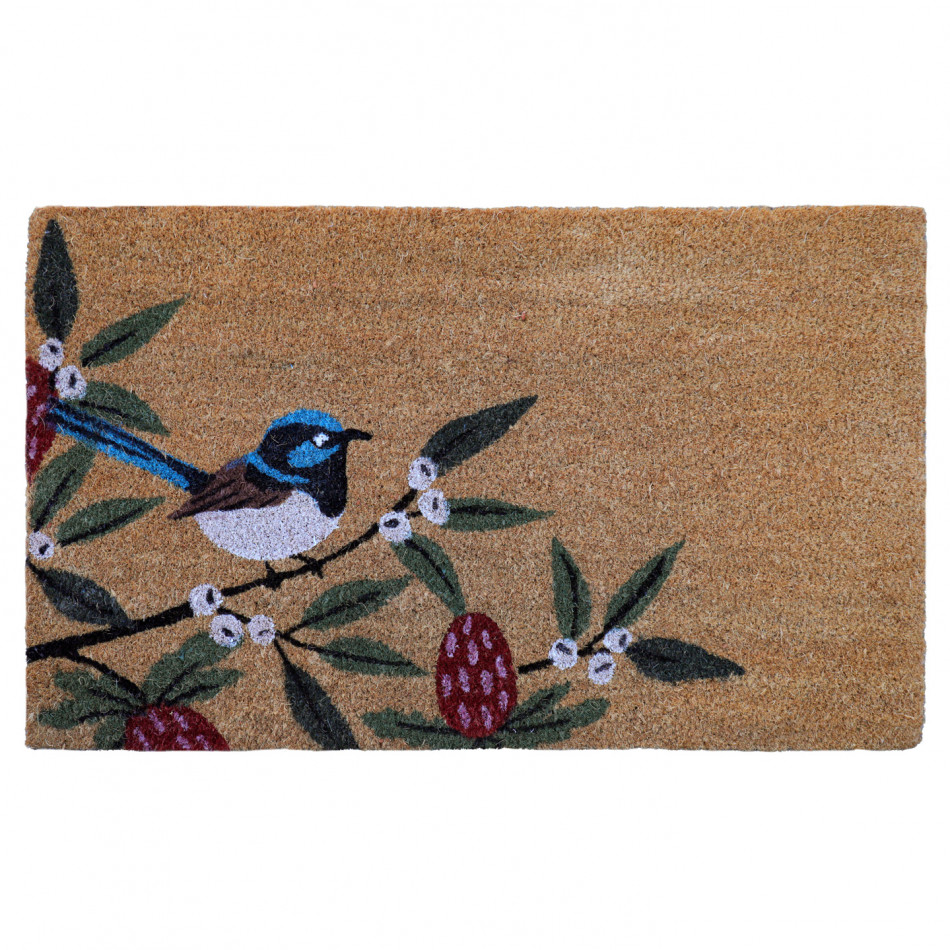Bush Blossom Fairy Wren Doormat 45x75cm, an entrance mat designed for a doorway