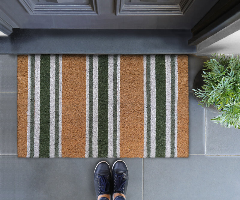 Chatham Green Stripe Doormat 75x45cm
