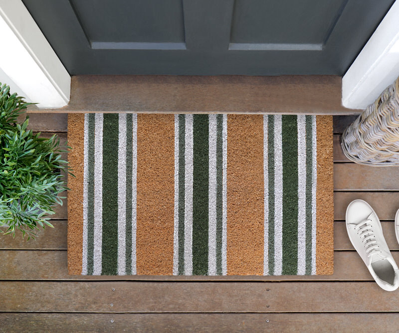 Chatham Green Stripe Doormat - 75x45cm