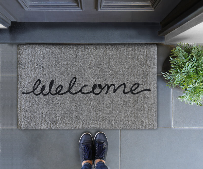 Grey Welcome Doormat Regular 100% Coir Doormat