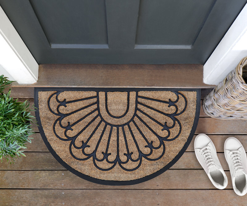 Bexley Half Round Rubber & Coir Doormat 75x45cm Doormats large and
