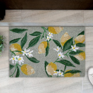 Sicilian Lemons Green Doormat 60x40cm, designed to protect the floor while adding detail to an entryway
