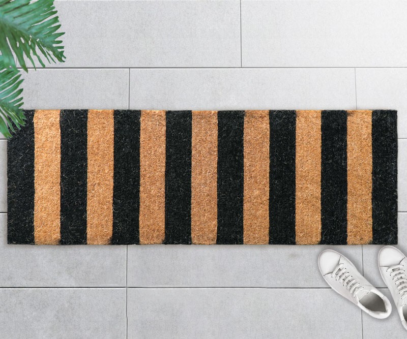 Black Stripe Long Doormat 100 Coir