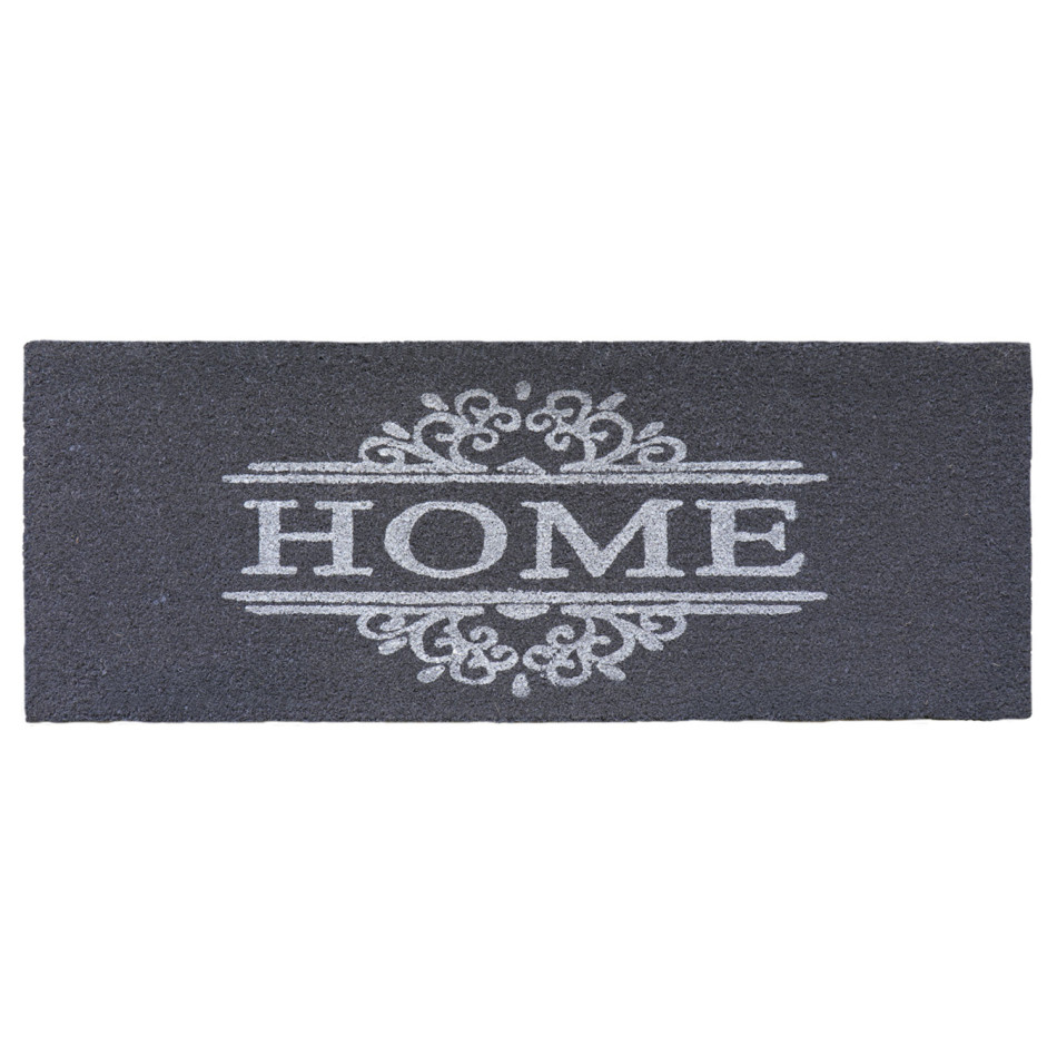 Long Classic Grey Home Doormat - Vinyl Backed - 120x45cm