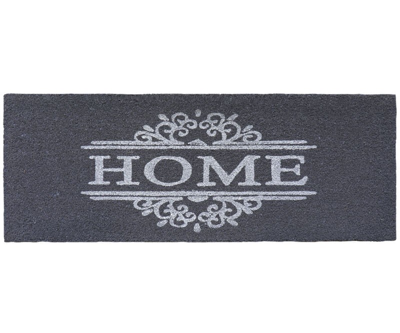 Long Classic Grey Home Doormat - Vinyl Backed - 120x45cm