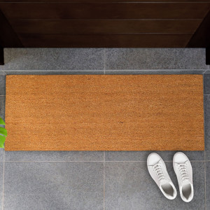 Long Plain Coir Doormat 120x45cm - PVC Backed