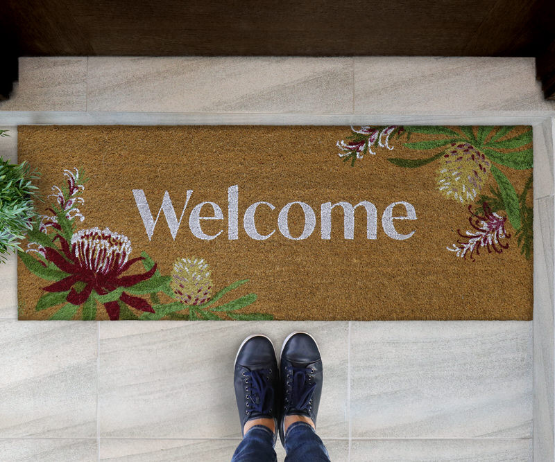 Long Floral Natives Welcome Doormat - 120x45cm