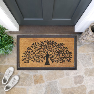 Tree of Life Coir & Rubber Regular Doormat, presented as a decorative entrance mat for the front doorway