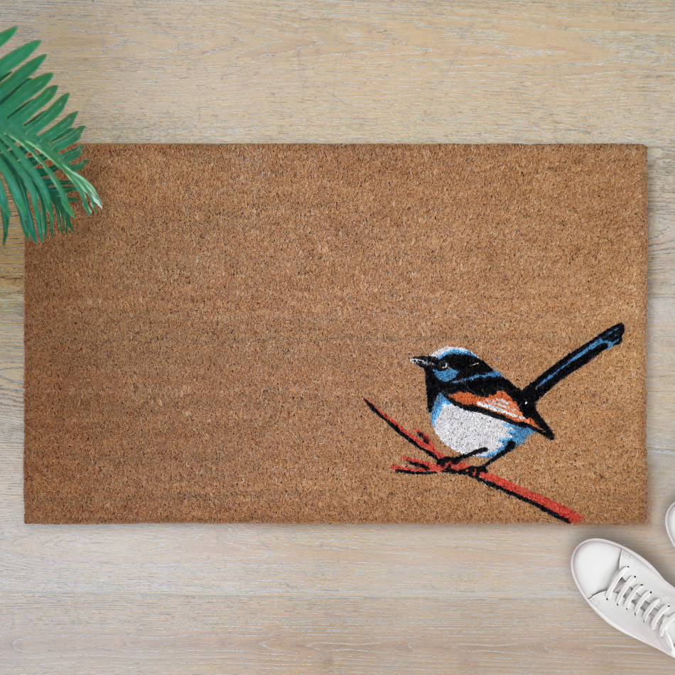 Fairy Wren Door Mat 75x45cm, presented as a decorative entrance mat for the front doorway