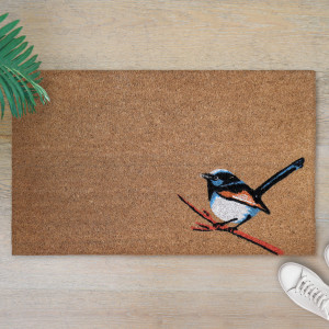 Fairy Wren Door Mat 75x45cm, presented as a decorative entrance mat for the front doorway