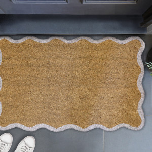 Carlow Wave White Border Doormat 80x50cm, an entrance mat designed for a doorway