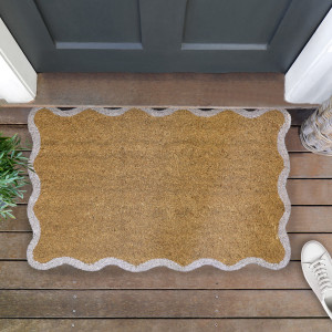 Carlow Wave White Border Doormat 80x50cm, presented as a decorative entrance mat for the front doorway
