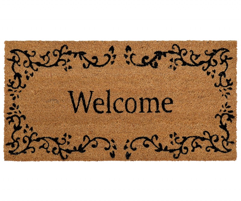 Long Welcome PVC Backed Coir Doormat