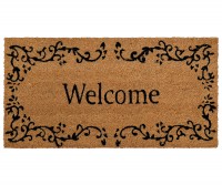 Long Welcome Scroll Doormat - Vinyl Backed