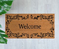 Long Welcome Scroll Doormat - Vinyl Backed