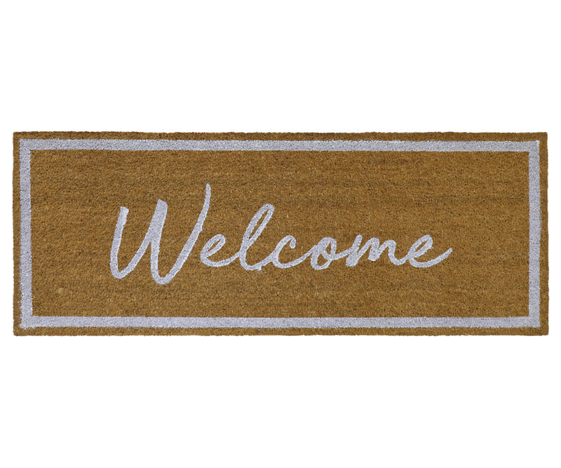 Long White Welcome Doormat - 120x45cm