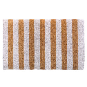 White Stripe Regular Doormat 100% Coir, an entrance mat designed for a doorway