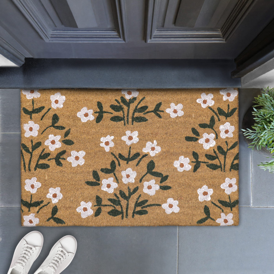 Daisy Cottage Floral Doormat 80x50cm