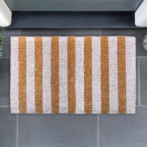 White Stripe Regular Doormat 100% Coir