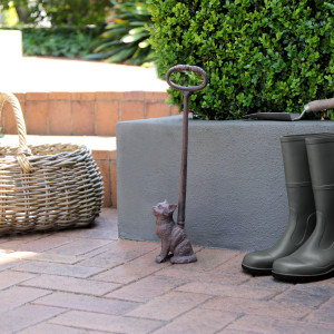 Tall Cat Door Stop - Vintage Cast Iron, a decorative floor accent made to keep a door securely positioned