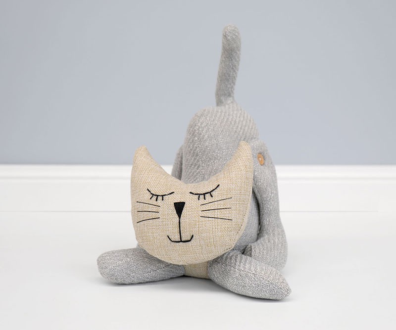 Lulu the Cat Grey Doorstop