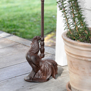 Tall Rooster Door Stop - Vintage Cast Iron, a decorative floor accent made to keep a door securely positioned