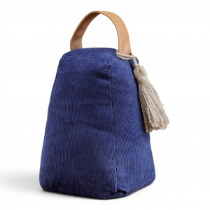 Cremorne Navy Corduroy Door Stop, a decorative floor accent made to keep a door securely positioned